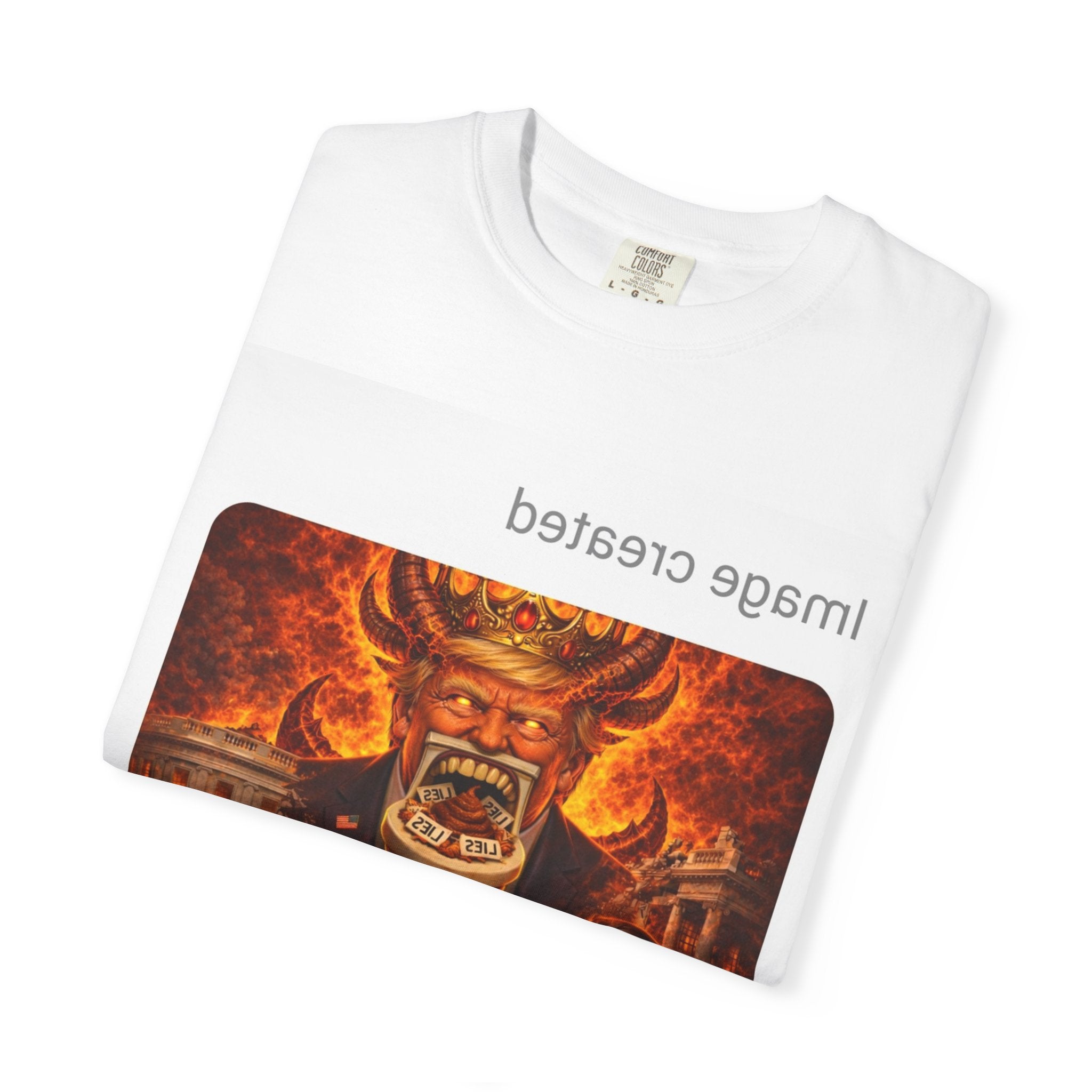 All Lies Illustration T-shirt | Fiery Demon Portrait, Group Faces